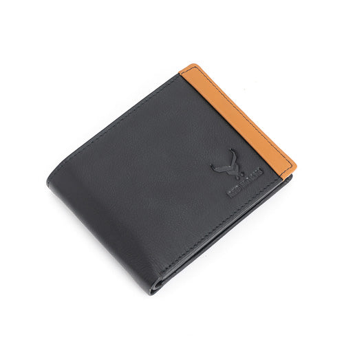 Men's Genuine Leather Bi-Fold Wallet Black#color_black