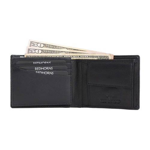 Men's Genuine Leather Bi-Fold Wallet#color_black