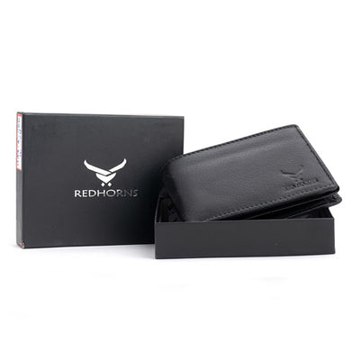 Men's Genuine Leather Wallet Black#color_black