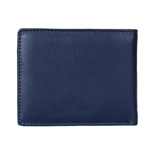 Men's Genuine Leather Bi-Fold Wallet Blue#color_navy-blue