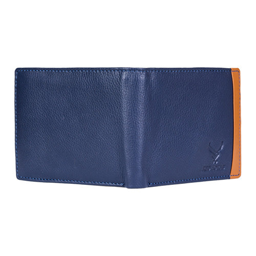 Men's Genuine Leather Bi-Fold Wallet Blue#color_navy-blue