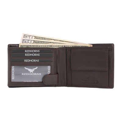 Men's Genuine Leather Wallet Dark Brown#color_dark-brown
