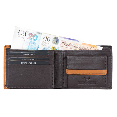 Men's Genuine Leather Bi-Fold Wallet R Brown#color_dark-brown