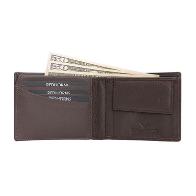 Men's Genuine Leather Bi-Fold Wallet#color_dark-brown