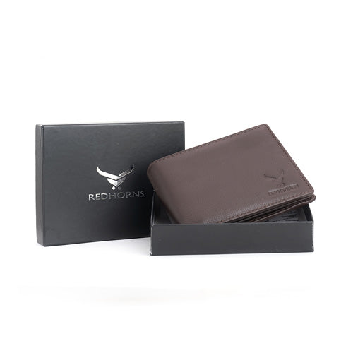 Men's Genuine Leather Bi-Fold Wallet#color_dark-brown