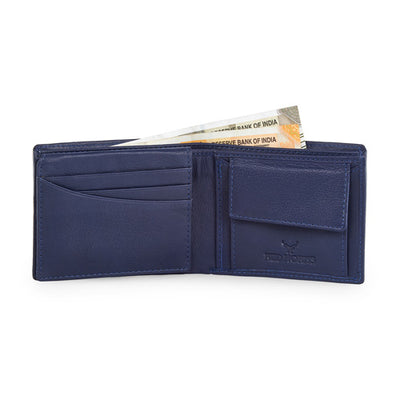 Men's Genuine Leather Bi-Fold Wallet#color_navy-blue