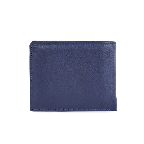 Men's Genuine Leather Bi-Fold Wallet#color_navy-blue