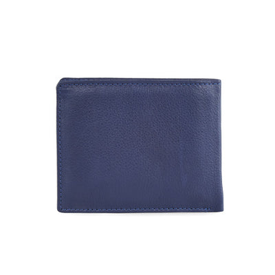 Men's Genuine Leather Bi-Fold Wallet#color_navy-blue