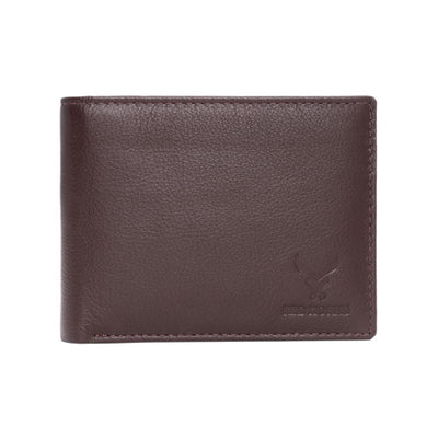 Men's Genuine Leather Bi-Fold Wallet#color_redwood-brown