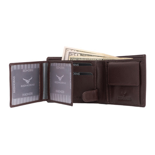 Men's Wallet Brown#color_redwood-brown