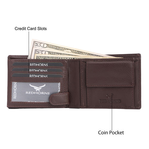Men's Genuine Leather Wallet Redwood brown#color_redwood-brown
