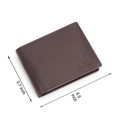 Men's Genuine Leather Bi-Fold Wallet#color_redwood-brown