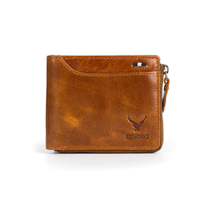 Men's Genuine Leather Bi-Fold Wallet Tan#color_tan