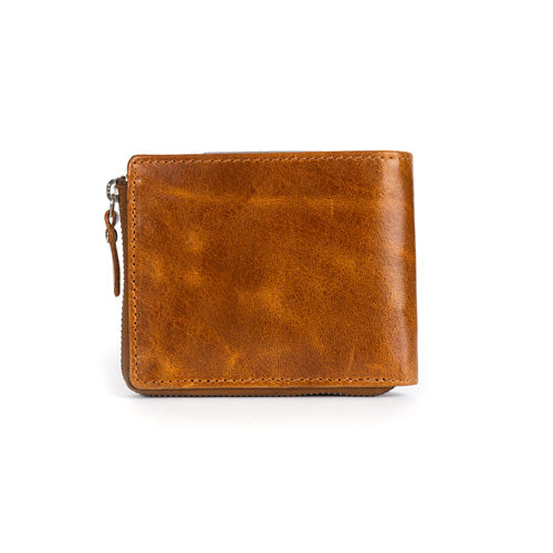 Men's Genuine Leather Bi-Fold Wallet Tan#color_tan
