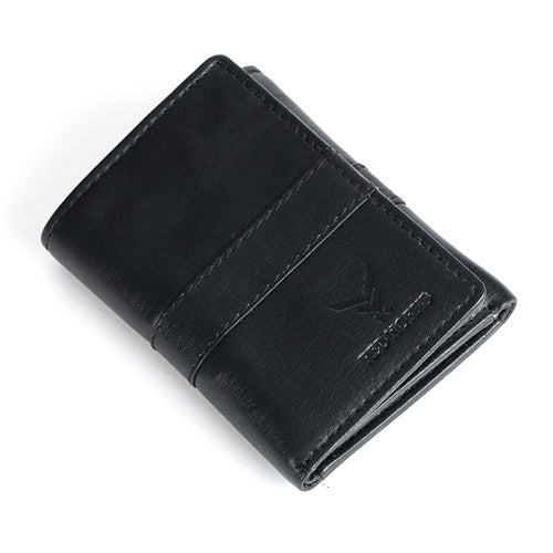 Men's Genuine Leather Tri-Fold Wallet Black#color_black