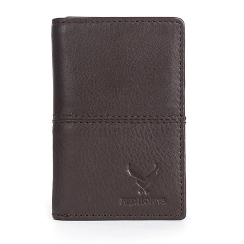 Men's Genuine Leather Tri-Fold Wallet#color_brown