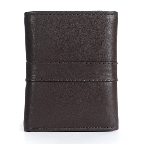 Men's Genuine Leather Tri-Fold Wallet Brown#color_brown