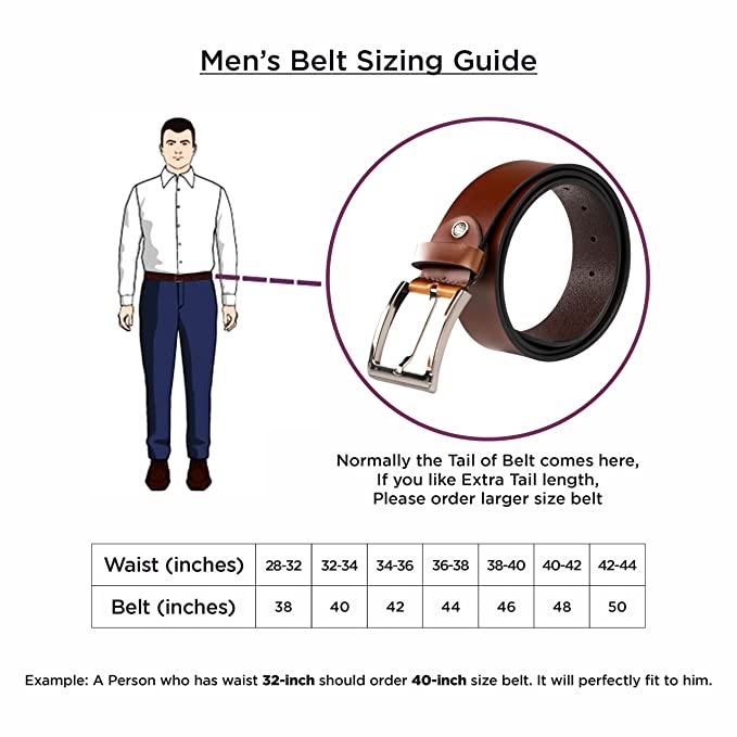 Classic Genuine Leather Belt for Men | Gents Leather Belt for Formal, Casual, Jeans & Trousers (GB25B)