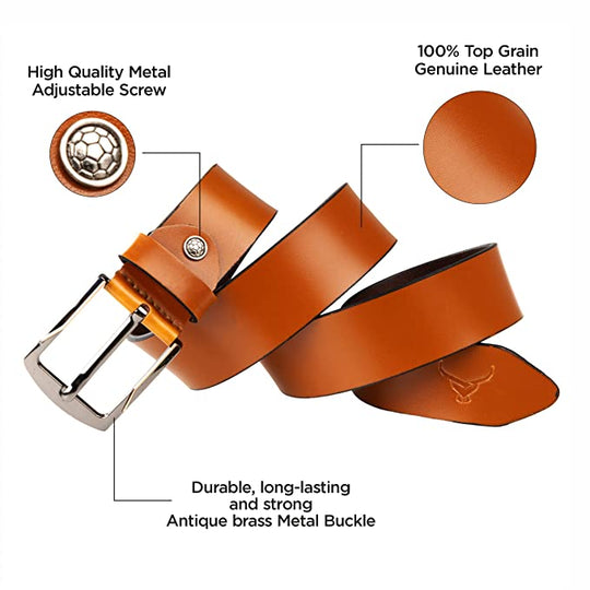 Classic Genuine Leather Belt for Men | Gents Leather Belt for Formal, Casual, Jeans & Trousers (GB26F)