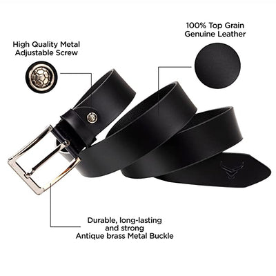 Redhorns Genuine Leather Belt for Men | Gents Branded Leather Belt (GB21A)
