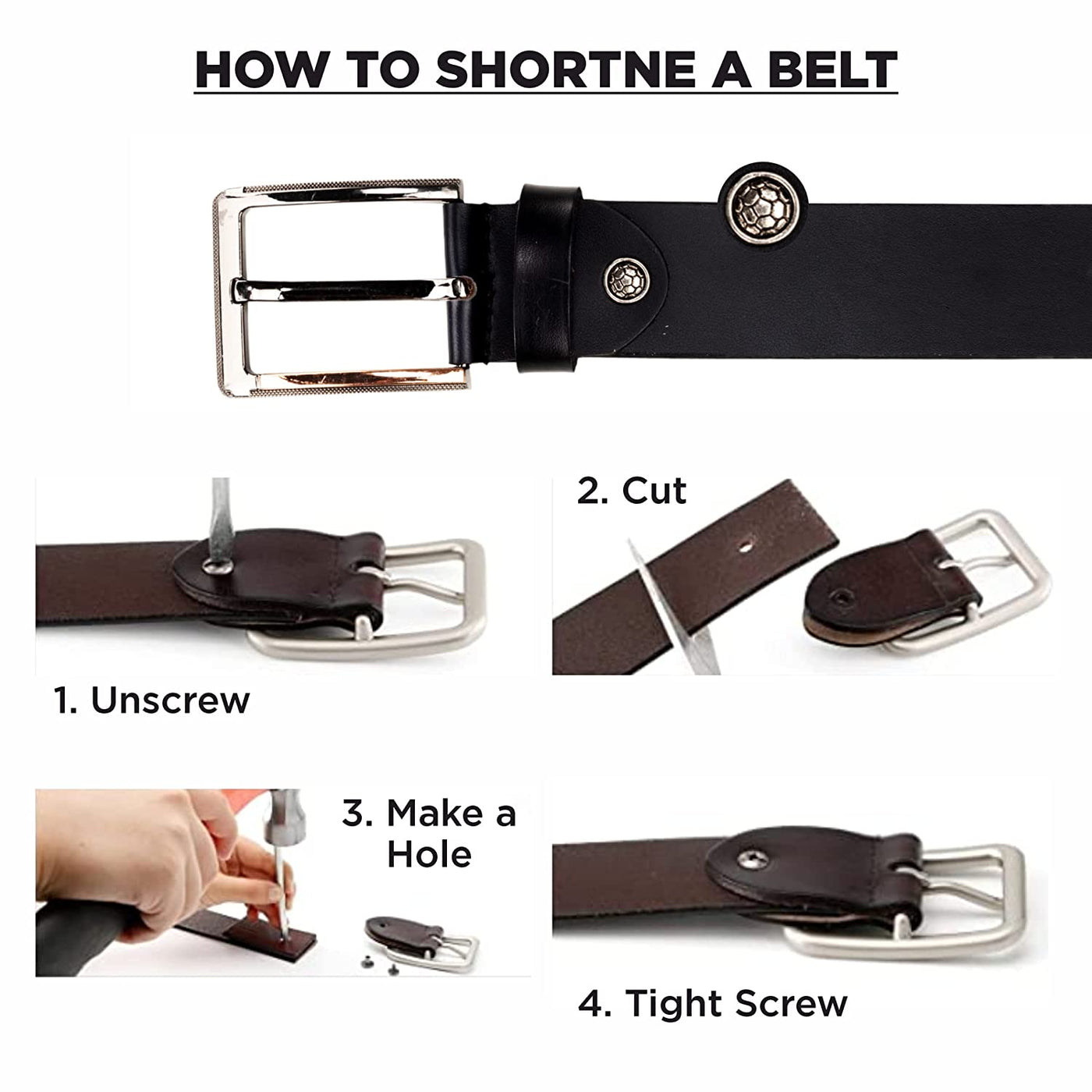 Redhorns Genuine Leather Belt for Men | Gents Branded Leather Belt (GB21A)