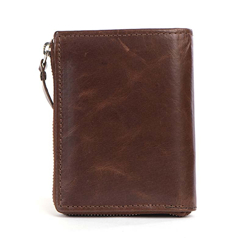 Mens genuine leather wallet brown color back side#color_brown