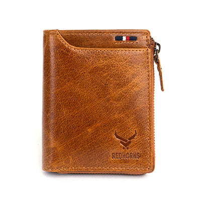Men's Genuine Leather Bi-Fold Wallet#color_tan