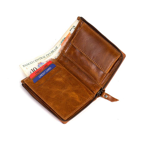 Men's Genuine Leather Bi-Fold Wallet#color_tan