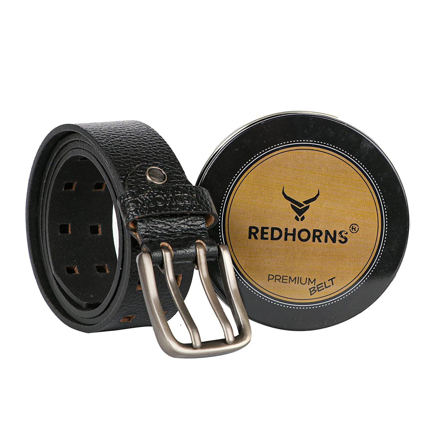 Redhorns Mens Genuine Leather Belt#color_black