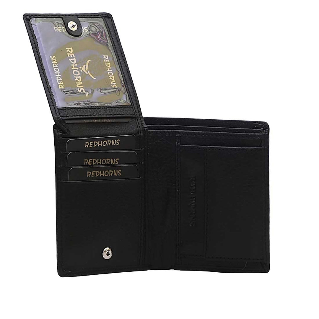 Men's Genuine Leather Bi-Fold Wallet#color_black