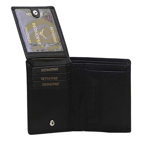 Men's Genuine Leather Bi-Fold Wallet#color_black