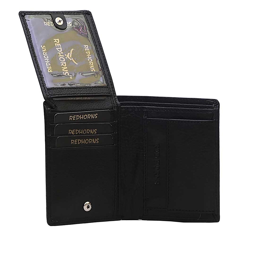 Men's Genuine Leather Bi-Fold Wallet#color_black