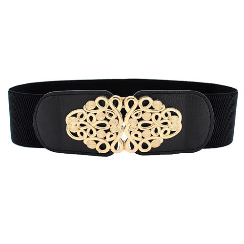 Square Shaped Women's Belt Black#color_black