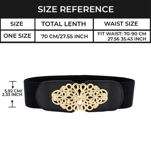 Square Shaped Women's Belt Black#color_black