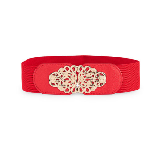 Square Shaped Women's Belt Red#color_red
