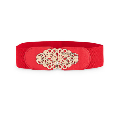 Square Shaped Women's Belt Red#color_red