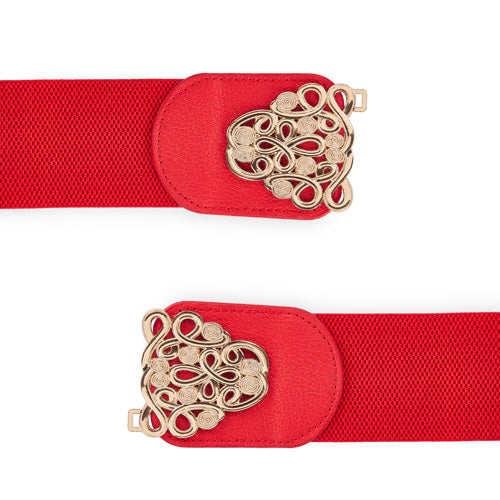 Square Shaped Women's Belt Red#color_red
