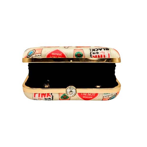 Travel Art Graphic Printed Multicolor Women's Clutch Bag With Detachable Sling Chain