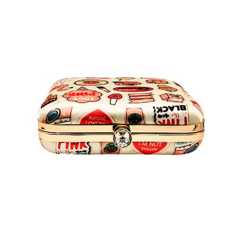 Travel Art Graphic Printed Multicolor Women's Clutch Bag With Detachable Sling Chain