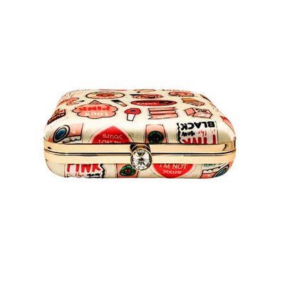 Travel Art Graphic Printed Multicolor Women's Clutch Bag With Detachable Sling Chain